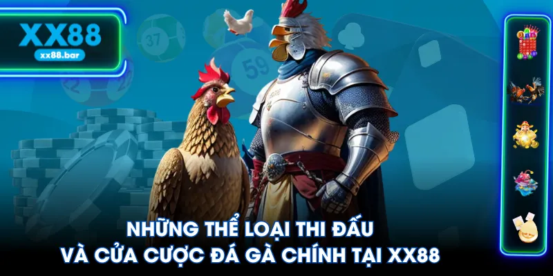 Những thể loại thi đấu và cửa cược đá gà chính tại XX88